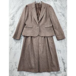 NEW Vintage 70s Cross Country Fashions Wool Skirt Suit Size 16 Brown Office